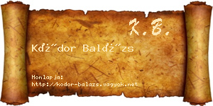 Kódor Balázs névjegykártya